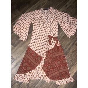 Indie Ella ANYA Butterfly Sleeve  Silk Wrap Dress spring floral ruffle boho